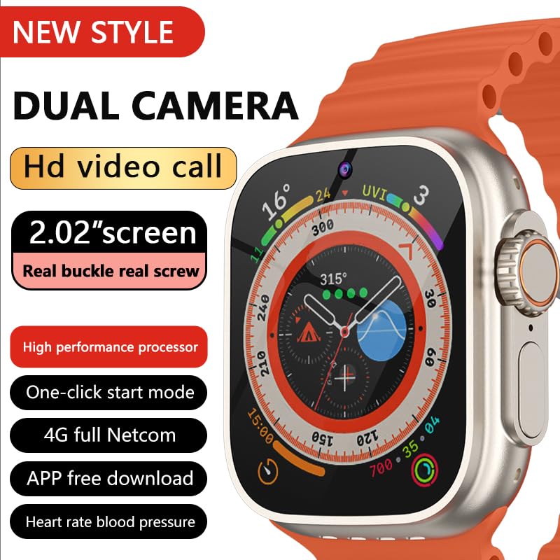 S9 Ultra 4G Android Smartwatch [4GB RAM/64GB ROM] – Dual Camera, SIM Card Support & Play Store (Master Edition + Free Strap)