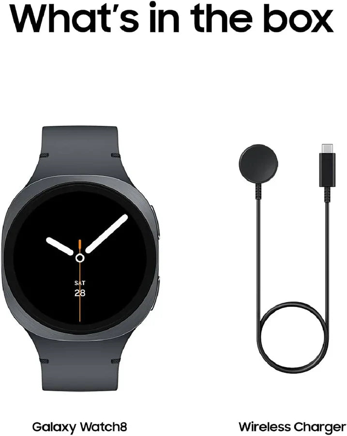 Galaxy Watch 8 – 1.5" AMOLED Screen, Dual Samsung Logo, Bluetooth Calling & Health Tracking (Midnight Black)